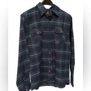 - Jachs Mens Navy Green Gray Heritage Flannel Plaid  Work Shirt Sz Medium